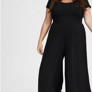 Rib knit Stretch Black Jumpsuit